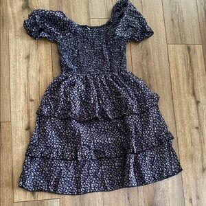 Floral Dress in Black and Purple